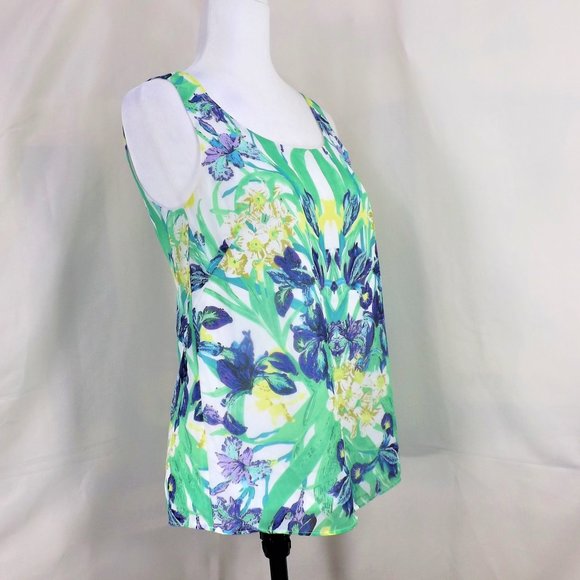 Betsey Johnson Exotic Design Print Sheer w Lining Semi-Fit Sleeveless Tank Top 4 - Picture 5 of 16
